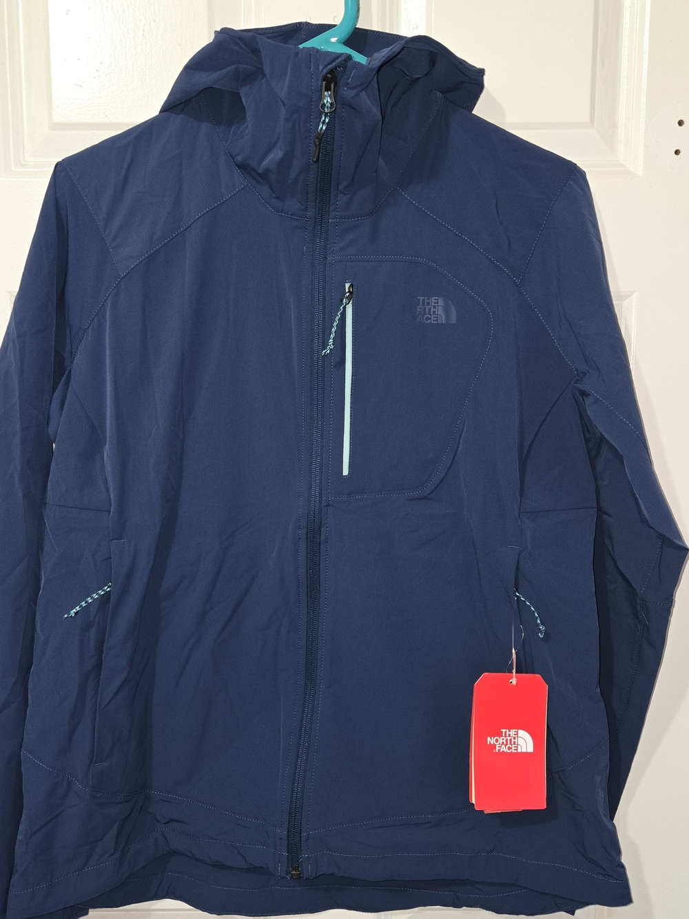 The North Face Navy Waterproof Hooded Jacket-Size LARGE